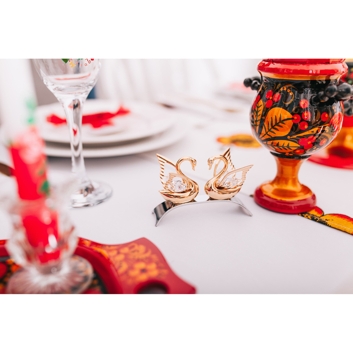 Сувенир «Два лебедя» на изогнутой подставке, 8,5×4×6 см, с кристаллами Сваровски