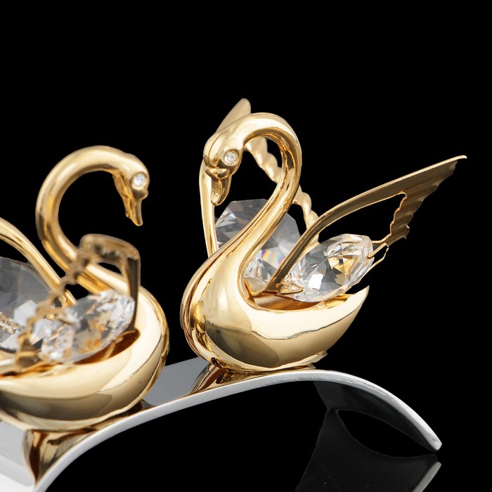 Сувенир «Два лебедя» на изогнутой подставке, 8,5×4×6 см, с кристаллами Сваровски