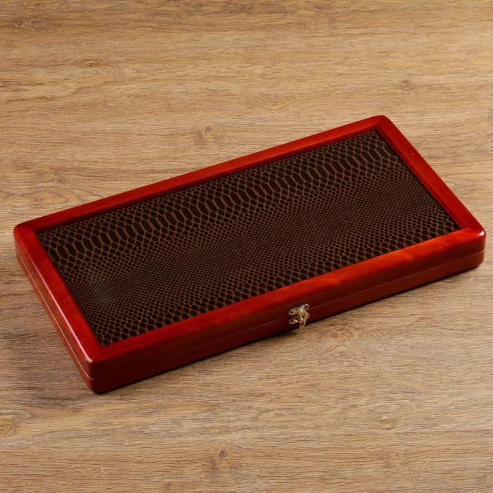 Нарды с кожаной вставкой "Золотой питон" (доска дерево 50х50 см)