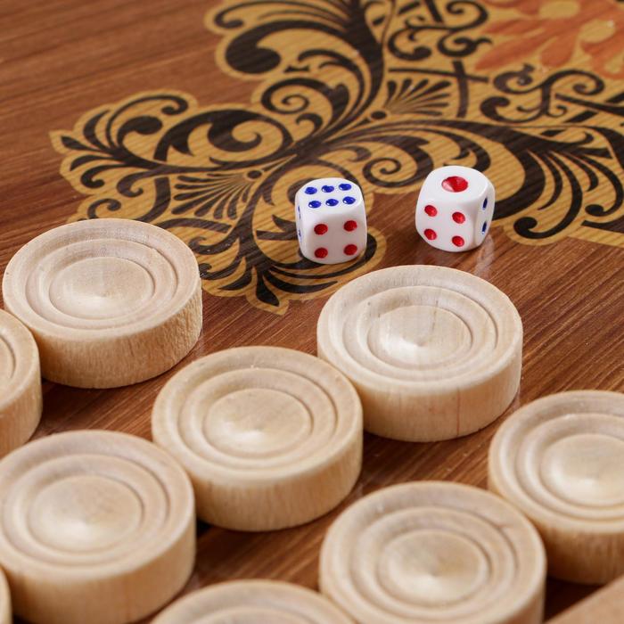 Нарды с кожаной вставкой "Золотой питон" (доска дерево 50х50 см)