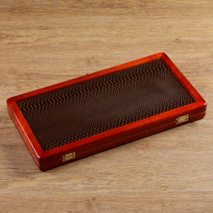 Нарды с кожаной вставкой "Золотой питон" (доска дерево 50х50 см)