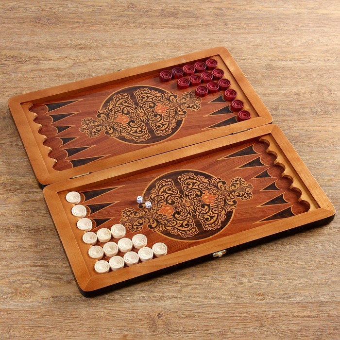 Нарды с кожаной вставкой "Питон" (доска дерево 50х50 см)