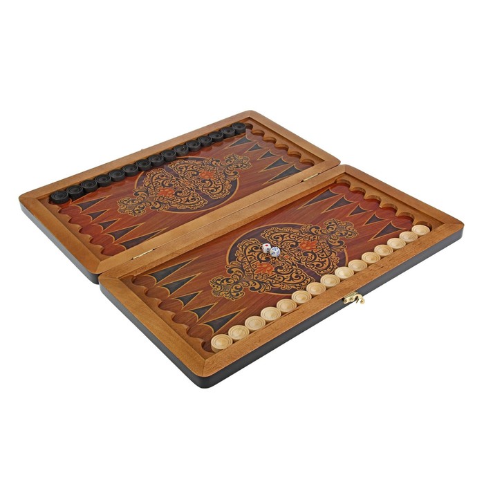 Нарды с кожаной вставкой "Питон" (доска дерево 50х50 см)