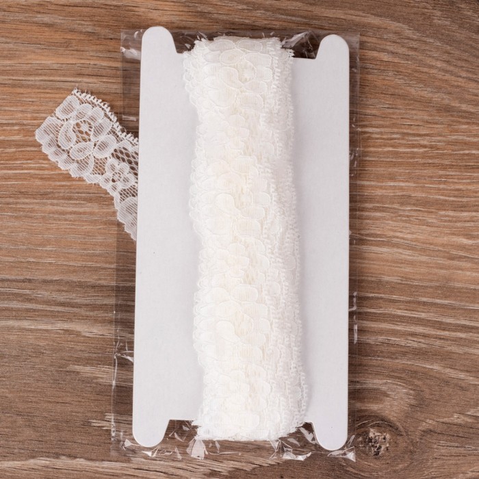 Кружево эластичное, ширина 35мм, 10±1м, цвет белый