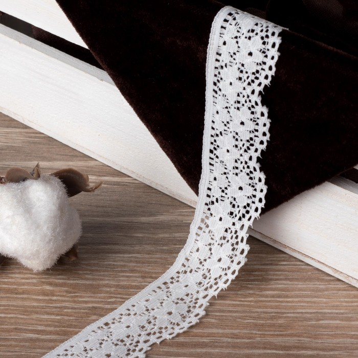 Кружево эластичное, ширина 27мм, 10±1м, цвет белый