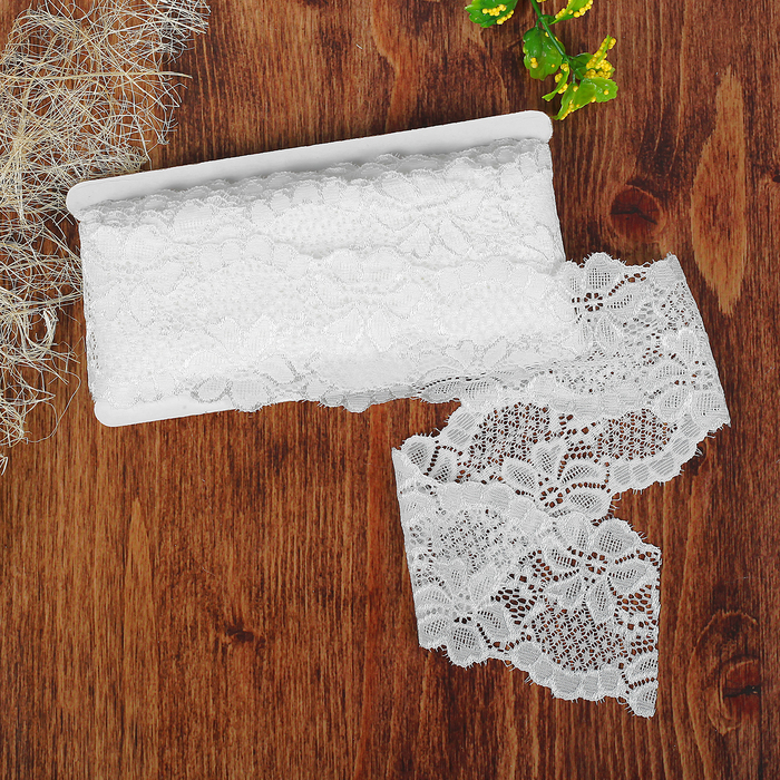 Кружево эластичное, ширина 68мм, 10±1м, цвет белый