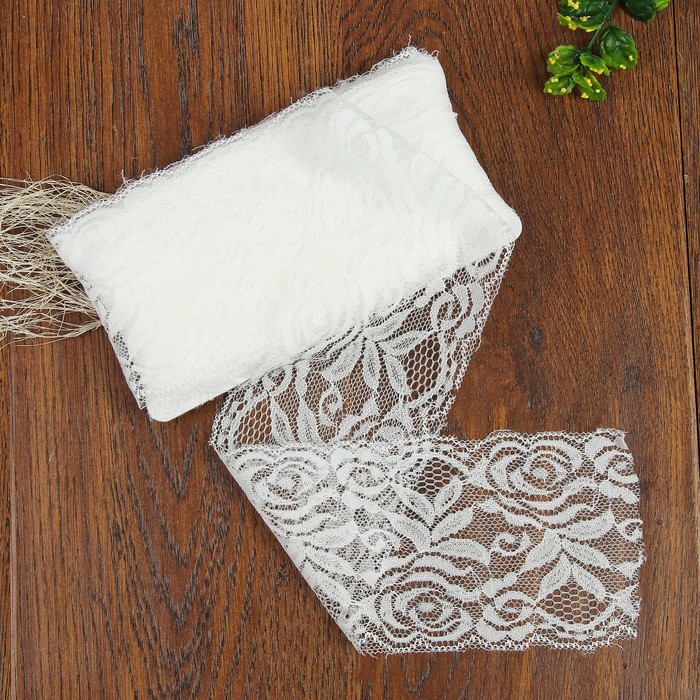 Кружево эластичное, ширина 85мм, 10±1м, цвет белый