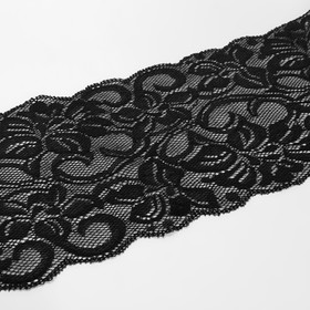 Кружево эластичное, 145 мм × 10 ± 1 м, цвет чёрный от Сима-ленд