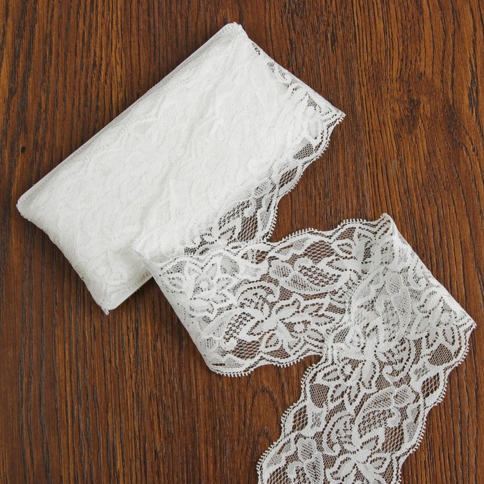 Кружево эластичное, ширина 80мм, 10±1м, цвет белый