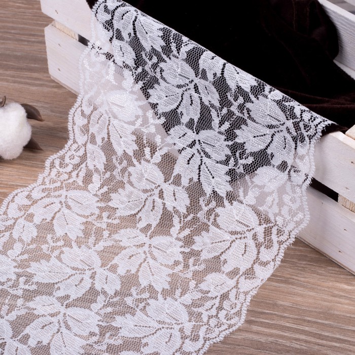 Кружево эластичное, ширина 150мм, 10±1м, цвет белый