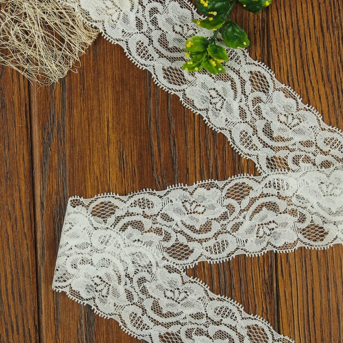 Кружево эластичное, ширина 55мм, 10±1м, цвет белый