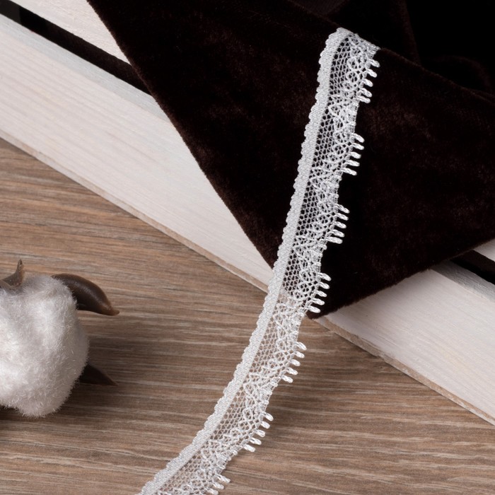 Кружево эластичное, ширина 12мм, 10±1м, цвет белый