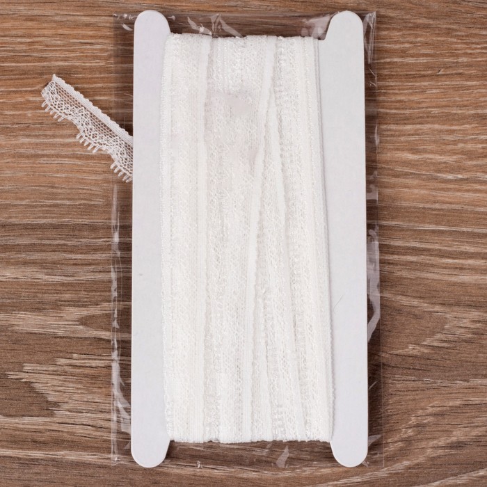 Кружево эластичное, ширина 12мм, 10±1м, цвет белый