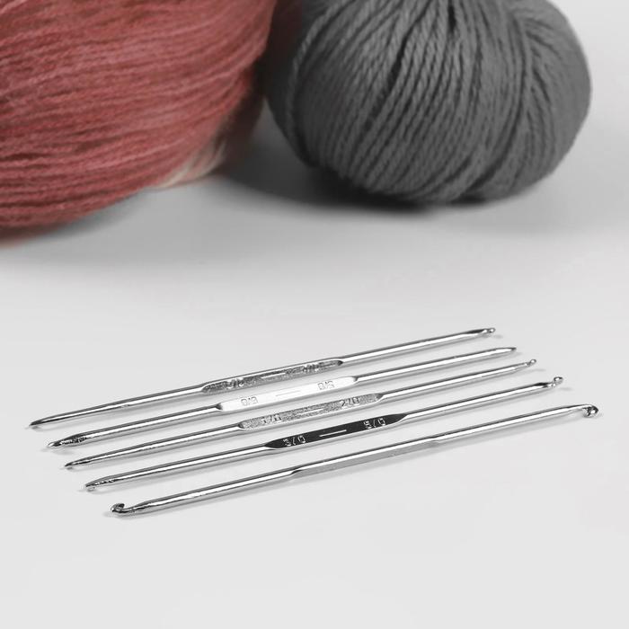 Набор крючков для вязания, d = 1-3 мм, 13 см, 5 шт набор тунисских крючков для вязания 3 10 мм бамбуковые спицы для вязания шт