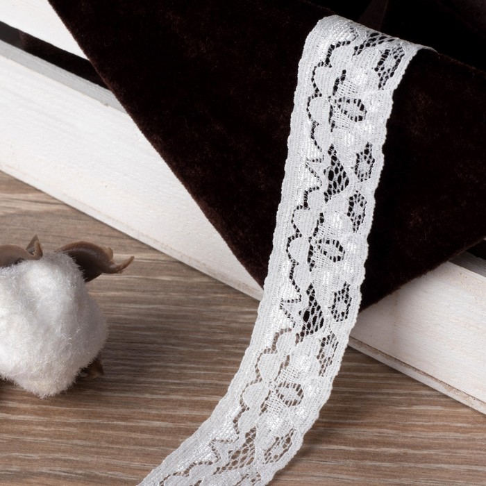 Кружево эластичное, ширина 25мм, 10±1м, цвет белый