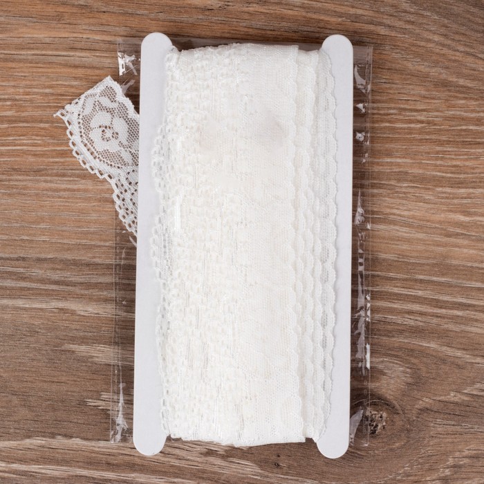 Кружево эластичное, ширина 35мм, 10±1м, цвет белый