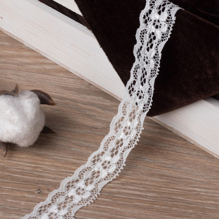 Кружево эластичное, ширина 23мм, 10±1м, цвет белый