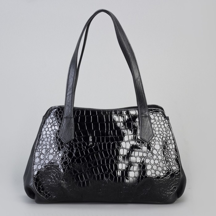 Сумка женская на молнии, 2 отдела, 1 наружный карман, чёрная