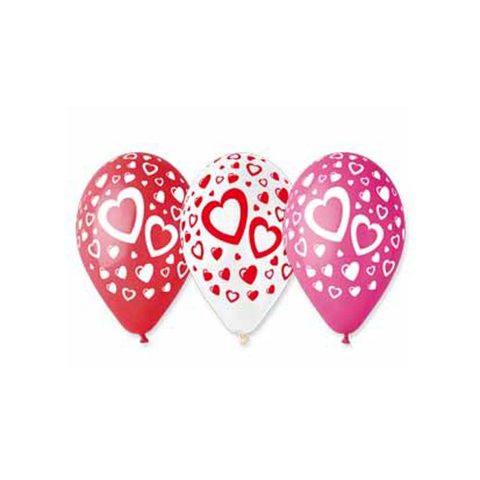 Шар латексный 12" "Сердца", пастель, шёлк, набор 50 шт.