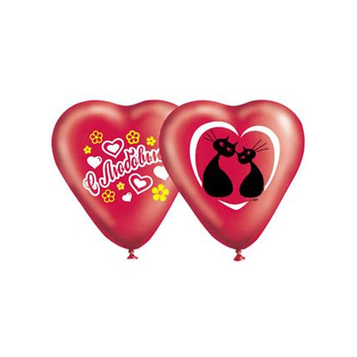 Шар латексный 10" "Люблю", сердце, набор 50 шт.