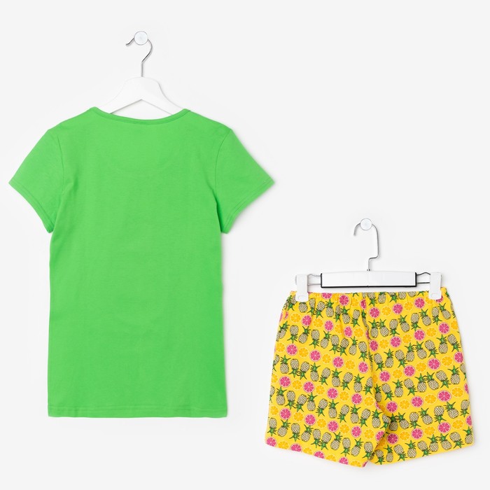 Пижама для девочки, рост 158-164 см (42), цвет зелёный/жёлтый