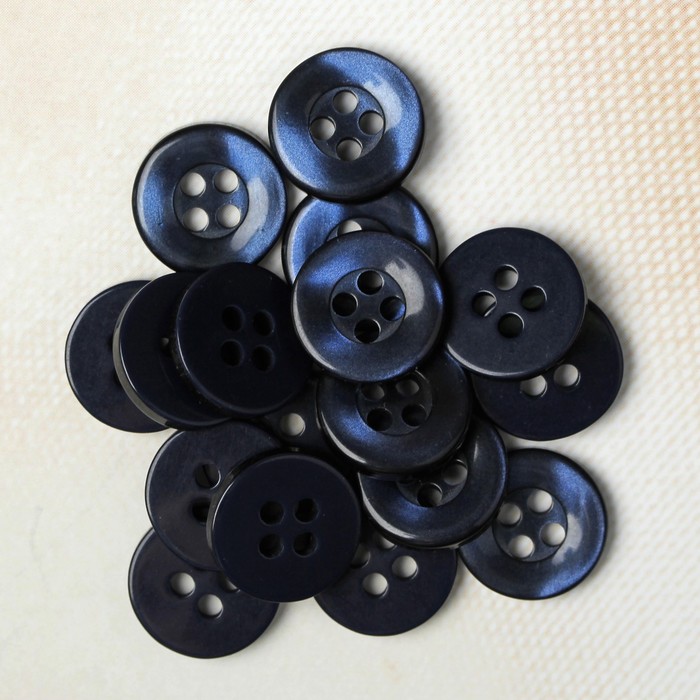Пуговица, 4 прокола, 11мм, цвет тёмно-синий