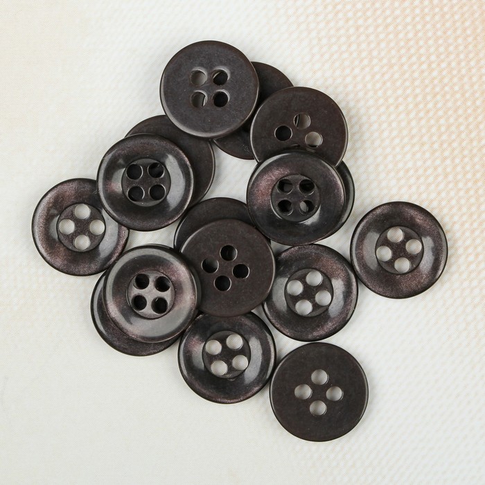 Пуговица, 4 прокола, 11мм, цвет коричневый