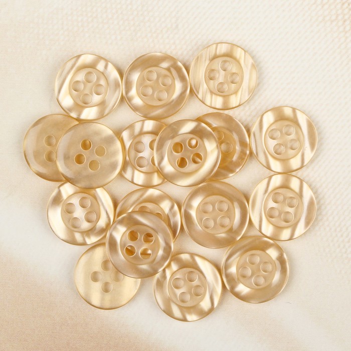 Пуговица, 4 прокола, 11мм, цвет бежевый