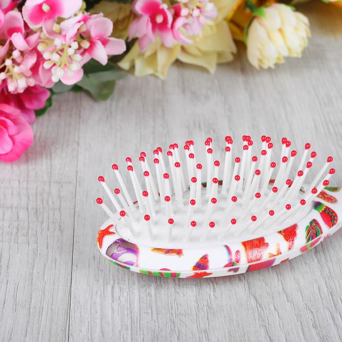 Расчёска массажная мини овальная, разноцветная