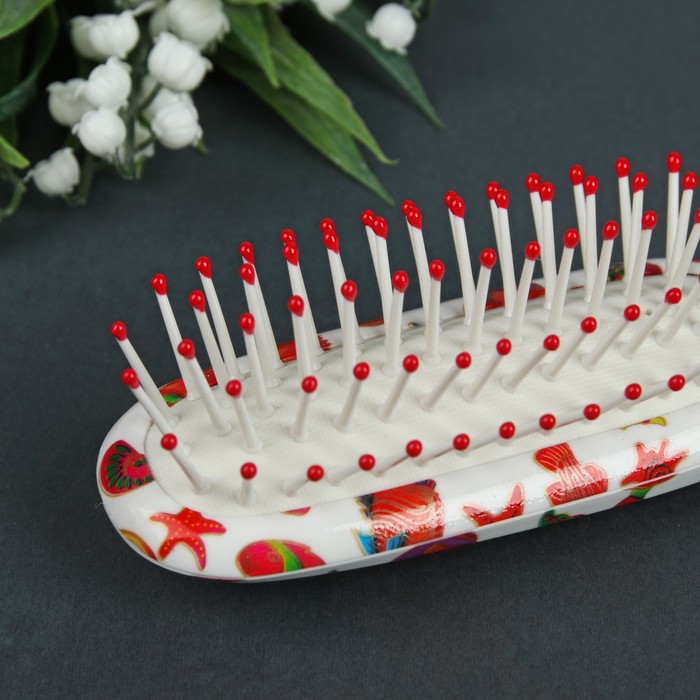 Расчёска массажная узкая овальная, цвет МИКС