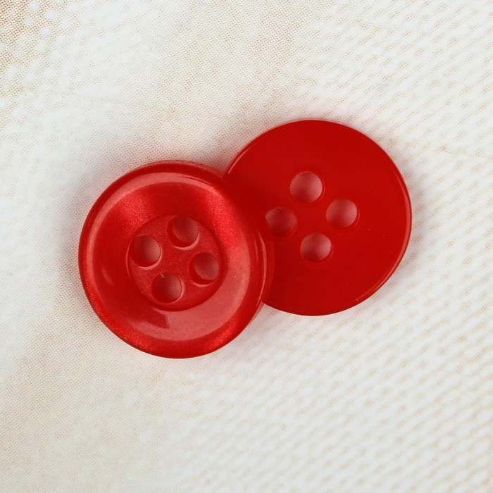 Пуговица, 4 прокола, 11мм, цвет красный