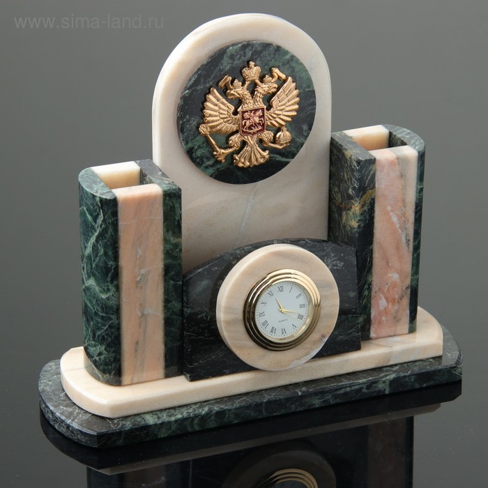 фото Набор письменный «герб»: часы, визитница, подставки для ручек