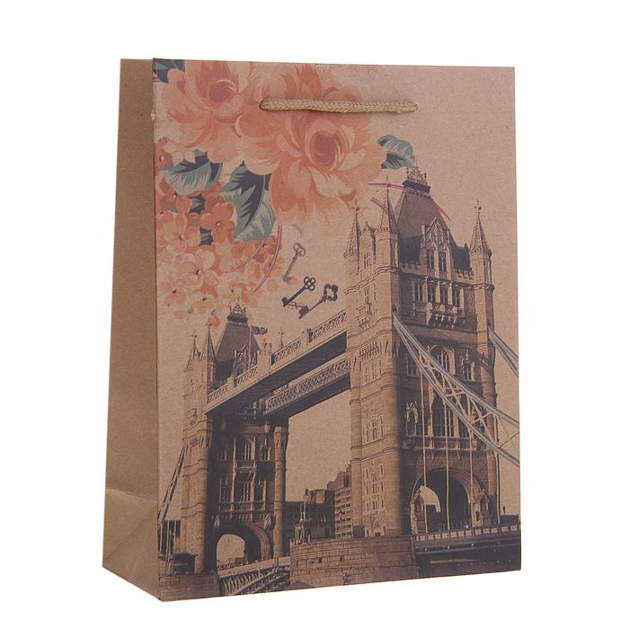 Пакет крафт "Лондон", 19 х 8 х 25 см