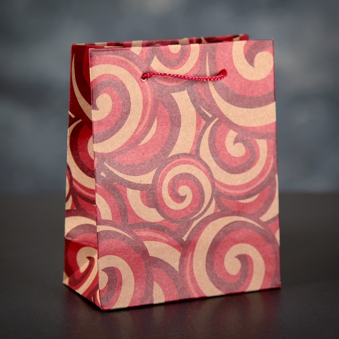 Пакет крафт "Завитки", 11 х 14 х 6 см