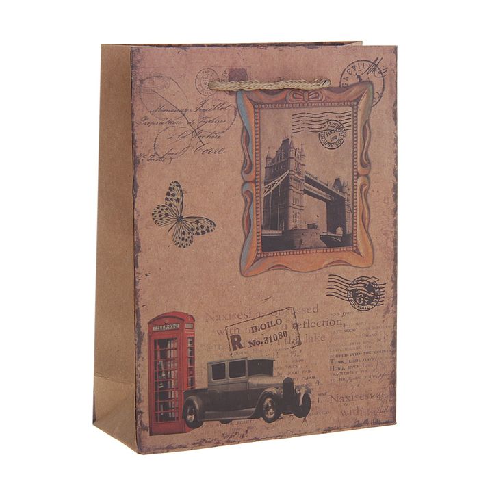 Пакет крафт "Лондон", 12 х 5,5 х 15,5 см