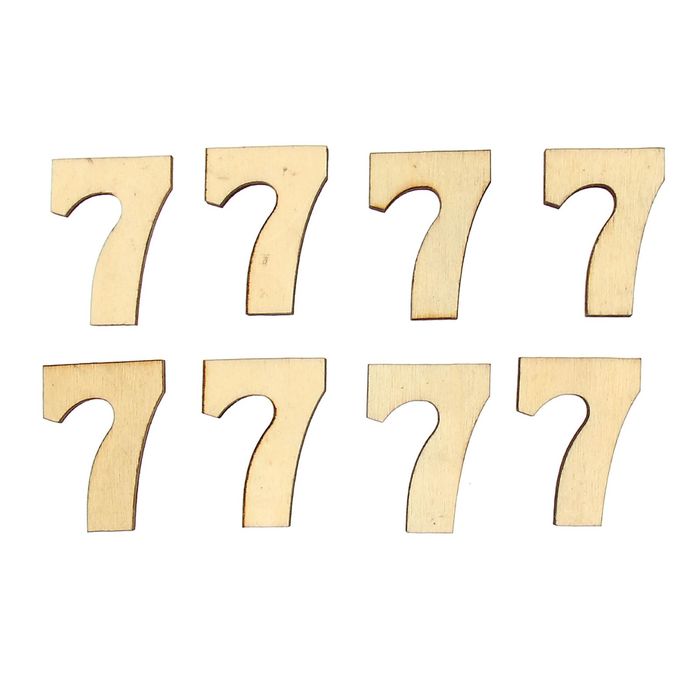 Декор для творчества дерево набор "Цифры. Семёрка" 3,4х2,3 см, (набор 8 шт) 11х8 см