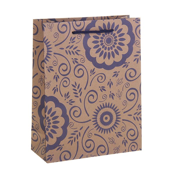 Пакет крафт "Узор", 19 х 24 х 8 см