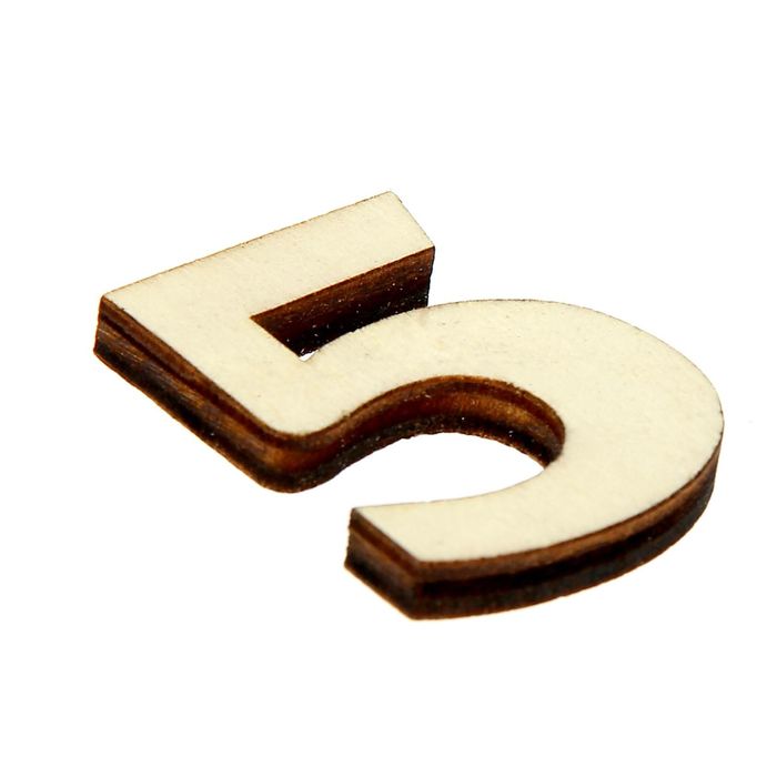 Декор для творчества дерево набор "Цифры. Пятёрка" 3,4х2,3 см, (набор 8 шт) 11х8 см