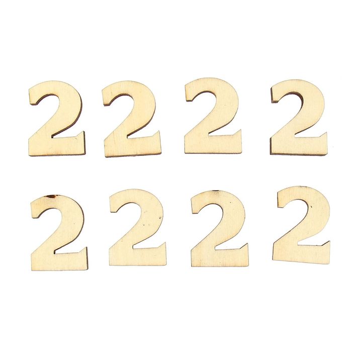 Декор для творчества дерево набор "Цифры. Двойка" 3,4х2,3 см, (набор 8 шт) 11х8 см