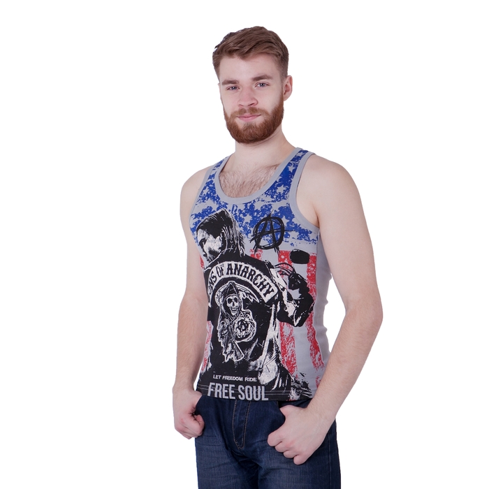 Майка мужская, цвет серый, размер M, стрейч (арт. Е21)