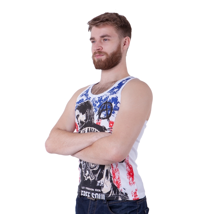 Майка мужская, цвет белый, размер L, стрейч (арт. Е21)