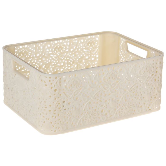Корзина для хранения 39х28х18 см "Кружева", цвет бежевый
