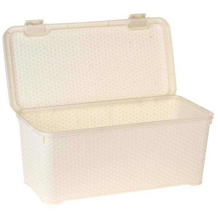 Ящик для хранения с крышкой, прямоугольный 79х38х33 см "Люкс", цвет бежевый