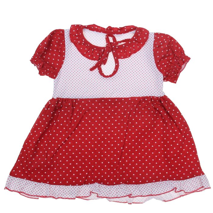 Платье для девочки, рост 80 см (50), цвет белый/красный/горох ДПК461001н