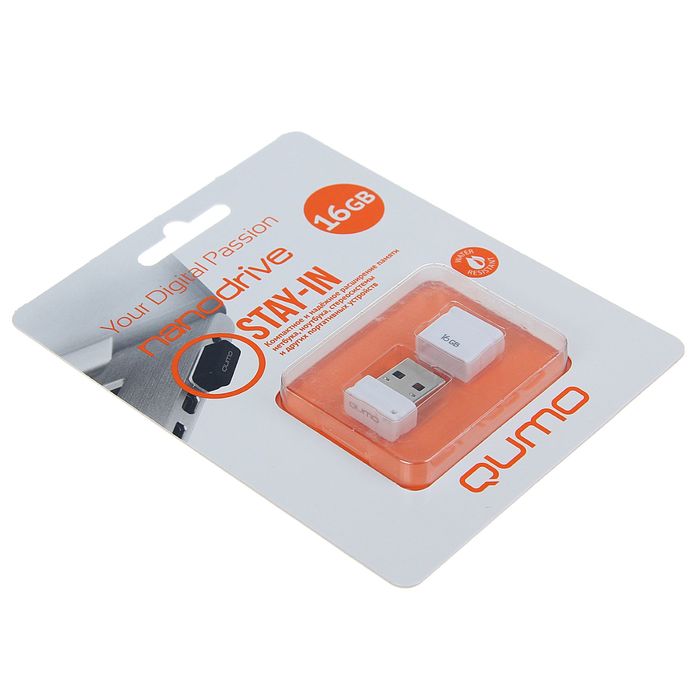 Флешка USB QUMO Nano White, 16 GB, белая