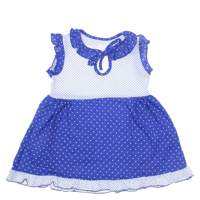 Платье для девочки, рост 92 см (54), цвет белый/синий/горох