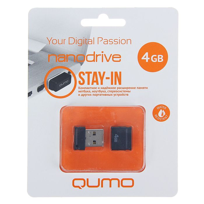 Флешка USB Qumo 4Gb Nanodrive, чёрная