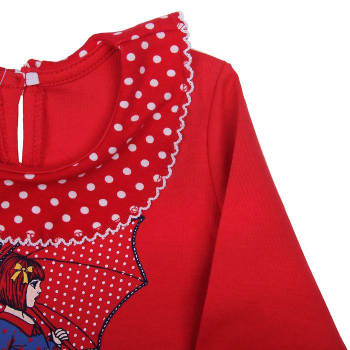Платье "Девочка с зонтиком", рост 104 см (54), цвет красный/горошек ДПД425067н