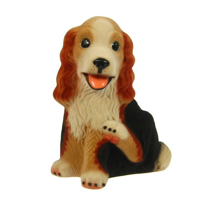 Копилка "Спаниель" большая, флок, бежевая