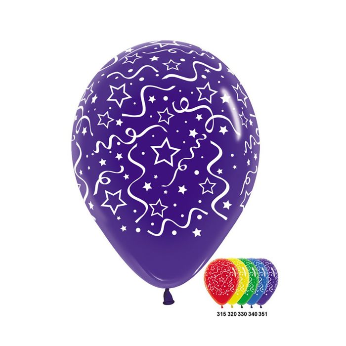 Шар латексный 12" "Ленты и звёзды", кристалл, набор 50 шт., цвета МИКС